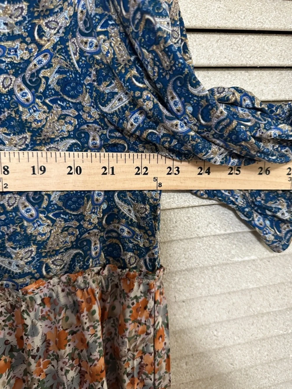 NATURAL LIFE Blue and Rust Floral Tiered Maxi Dress - Picture 8 of 8